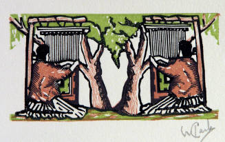 Untitled (Navajo women weaving beneath a tree)