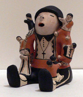 Helen Cordero, Male Storyteller, circa 1980, polychrome painted ceramic, 9 × 7 7/8 × 8 1/8 in. …