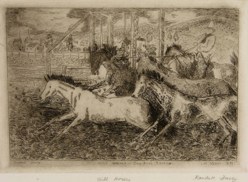 Wild Horses-Cow Boy's Reunion (from the Portfolio of Ten Etchings Made in New Mexico)