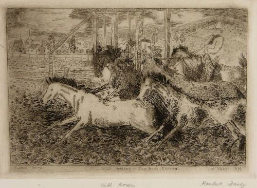 Wild Horses-Cow Boy's Reunion (from the Portfolio of Ten Etchings Made in New Mexico)