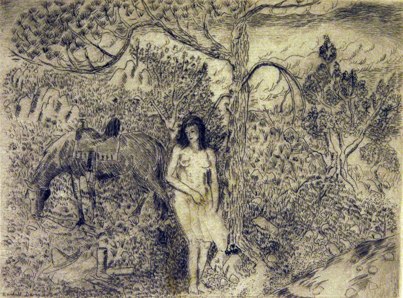 Girl by a Brook (from the Portfolio of Ten Etchings Made in New Mexico)