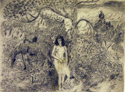 Girl by a Brook (from the Portfolio of Ten Etchings Made in New Mexico)