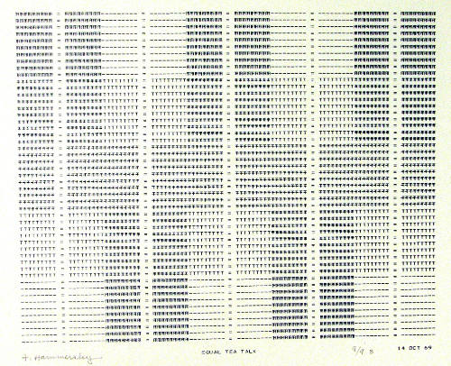 Frederick Hammersley, EQUAL TEA TALK, #65, 1969, (9/9B), from the series of #1-#72, computer‐ge…