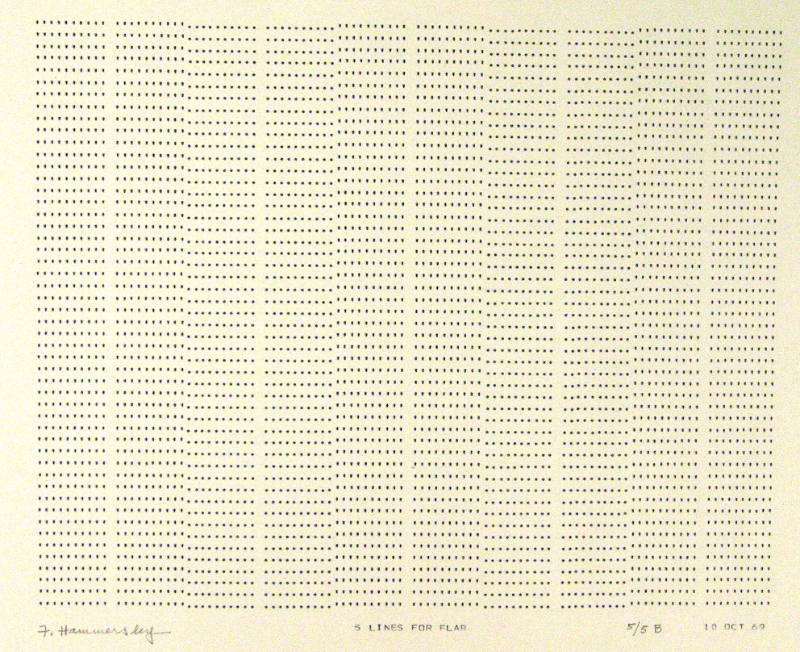 Frederick Hammersley, 5 LINES FOR FLAR, #57, 1969, (5/5B), from the series of #1-#72, computer‐…