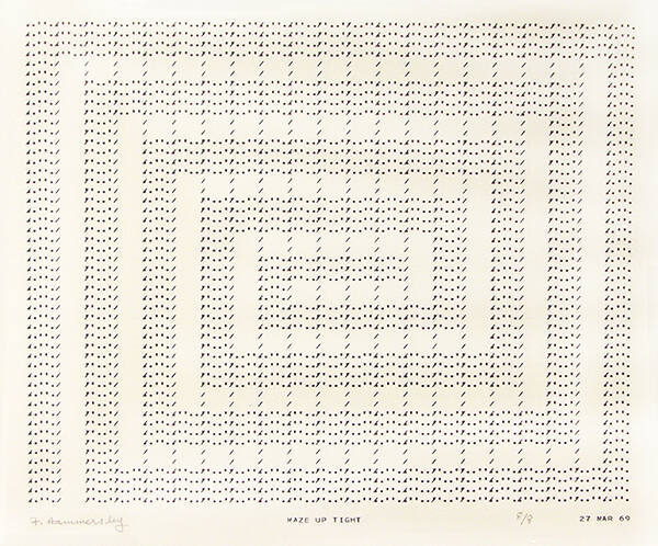 Frederick Hammersley, MAZE UP TIGHT, #43, 1969, (8/8), from the series of #1-#72, computer‐gene…