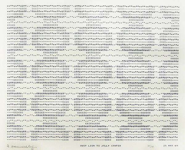 Frederick Hammersley, BUSY LION TO JELLY CENTER, #40, 1969, (10/10), from the series of #1-#72,…
