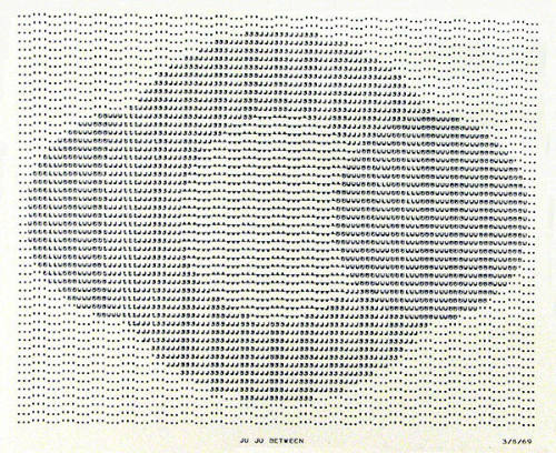 Frederick Hammersley, JU JU BETWEEN, 1969, computer‐generated drawing on paper, 11 x 14 3/4 inc…