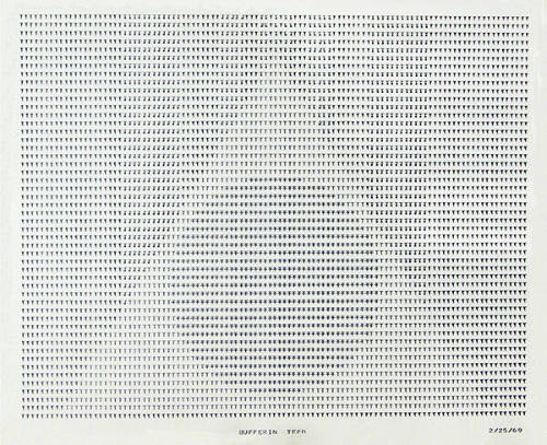 Frederick Hammersley, BUFFERIN TEED, 1969, computer‐generated drawing on paper, 11 x 14 3/4 inc…