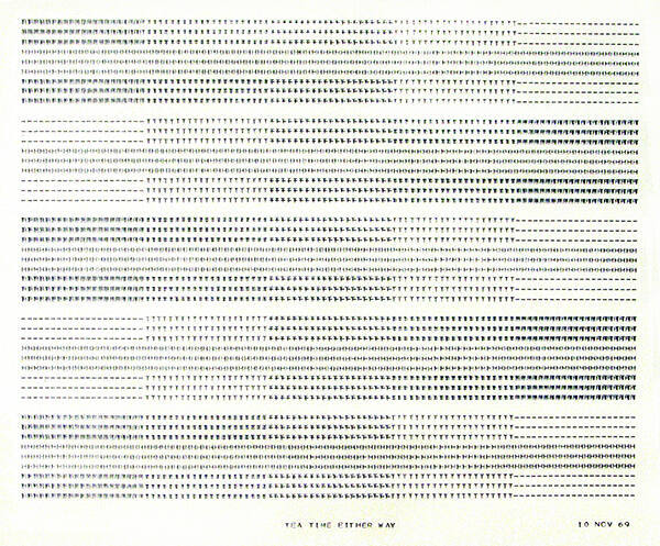 Frederick Hammersley, TEA TIME EITHER WAY, 1969, computer‐generated drawing on paper, 11 x 14 3…