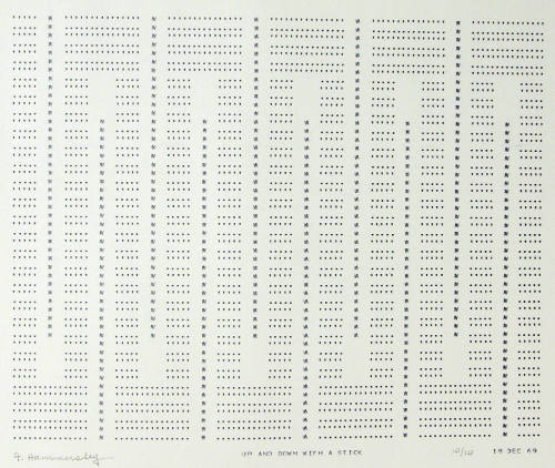 Frederick Hammersley, UP AND DOWN WITH A STICK, #71, 1969, (10/10), from the series of #1-#72, …