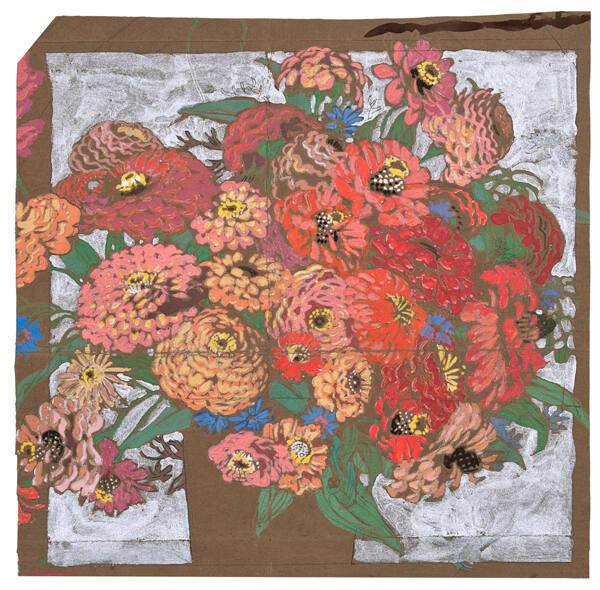 Gustave Baumann, Zinnias, circa 1915, opaque watercolor, 12 1/2 x 13 1/2 in. Collection of the …