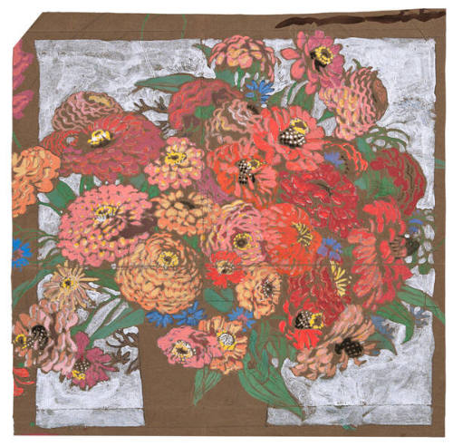 Gustave Baumann, Zinnias, circa 1915, opaque watercolor, 12 1/2 x 13 1/2 in. Collection of the …
