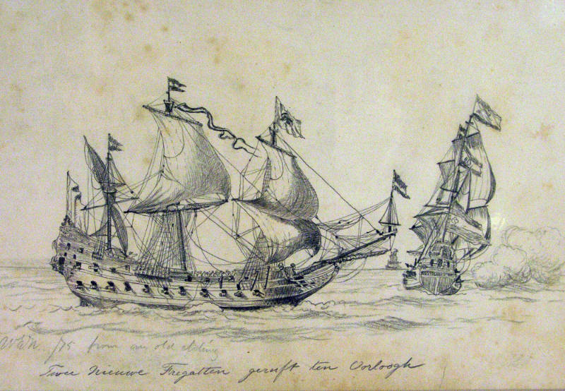 From an Old Etching (Twice Nieuwe Fregatten Geruft Ten Vorlooge)
