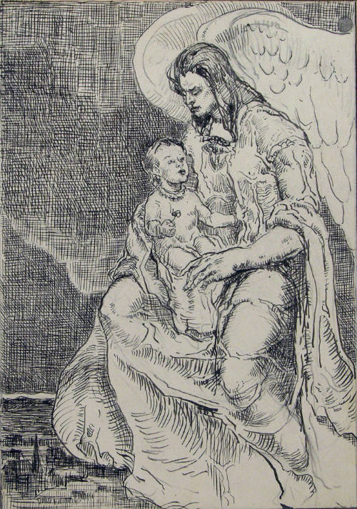 Untitled (Angel Holding a Small Child) (From the book Anderson Fairy Tales)