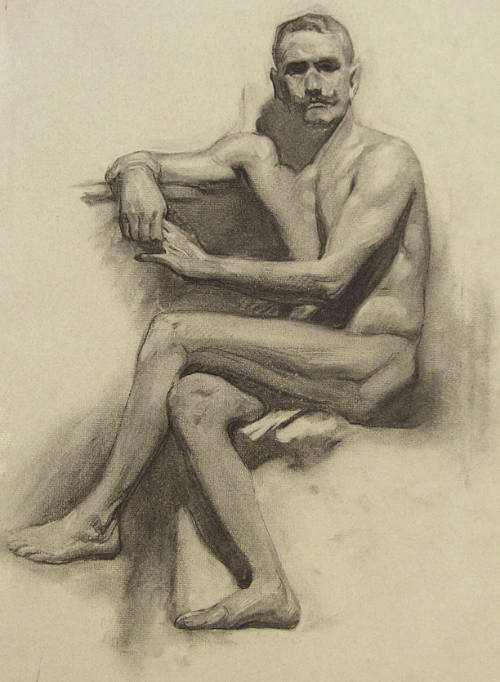 (Seated Nude Male Clasping Hands)