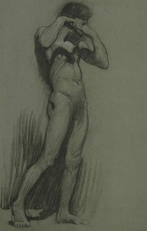 Untitled (Standing Nude Male Playing Flute)