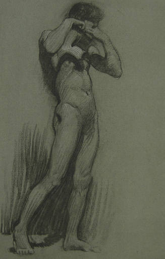 Untitled (Standing Nude Male Playing Flute)