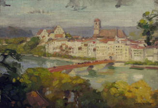 Cityscape with River and Bridge