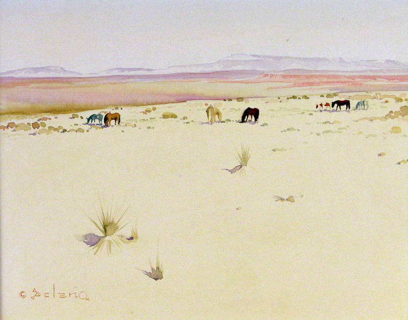 Horses in Desert Landscape