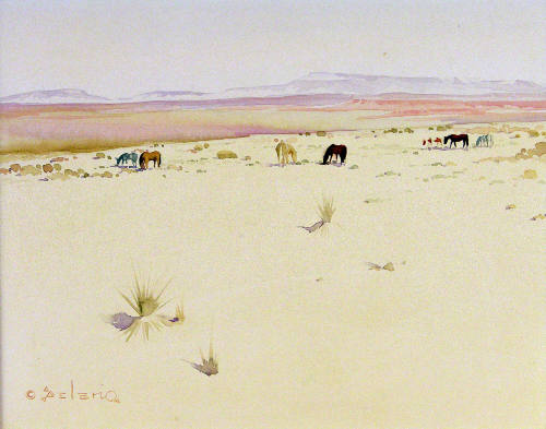 Horses in Desert Landscape