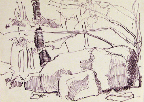 Untitled (Large Rock and Trees)