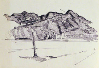 Untitled (Mountains and Fence Post)