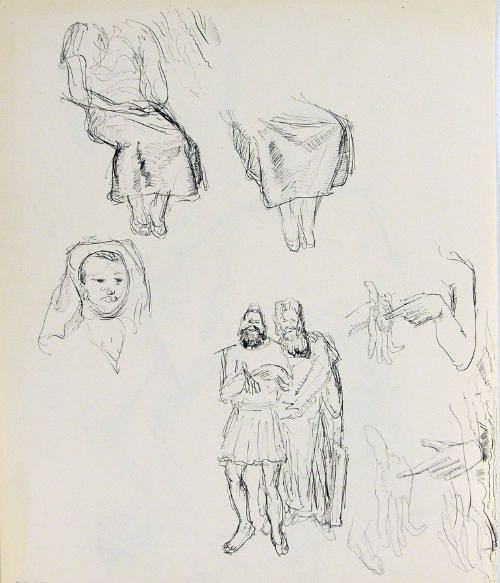 Untitled (Study of people, hands, and woman sitting)