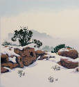 Kate Krasin, Twelve Months - January (Morning Mist--Tsankawi), 1988, serigraph, 9 1/4 x 8 3/4 i…