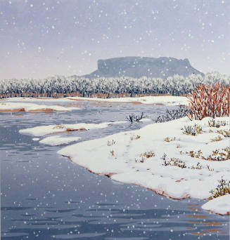 Kate Krasin, Twelve Months - February (Black Mesa from the Rio Grande), 1990, serigraph, 9 1/4 …