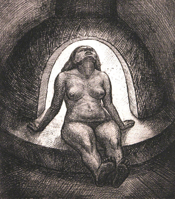 Reclining Nude by Fireplace