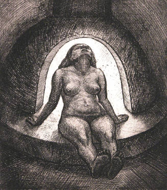 Reclining Nude by Fireplace