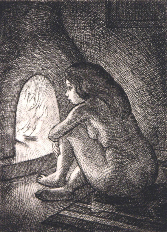 Nude Facing Fireplace