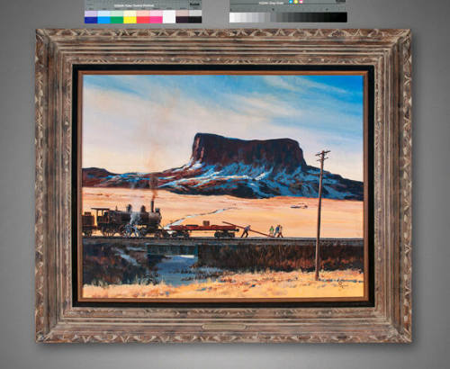 Otto Kuhler, Work Train at Wagonmound, n.d., oil on canvas, 23 5/8 × 29 5/8 in. Collection of t…