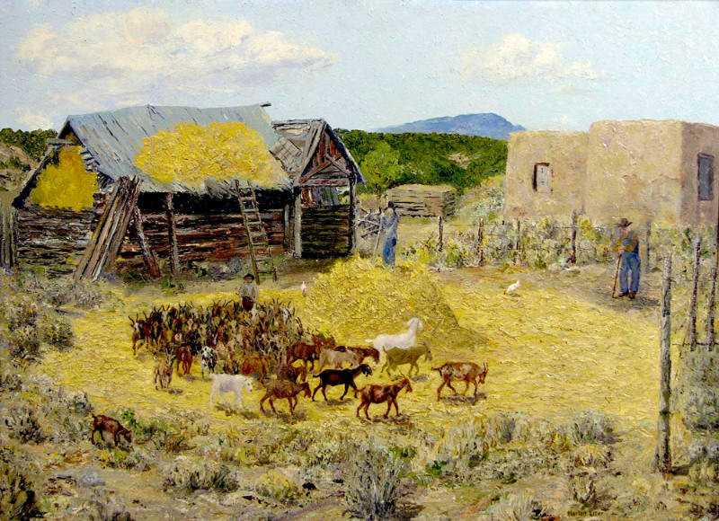 Threshing Wheat with Goats