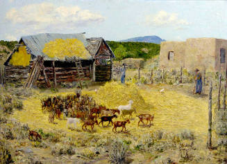Threshing Wheat with Goats