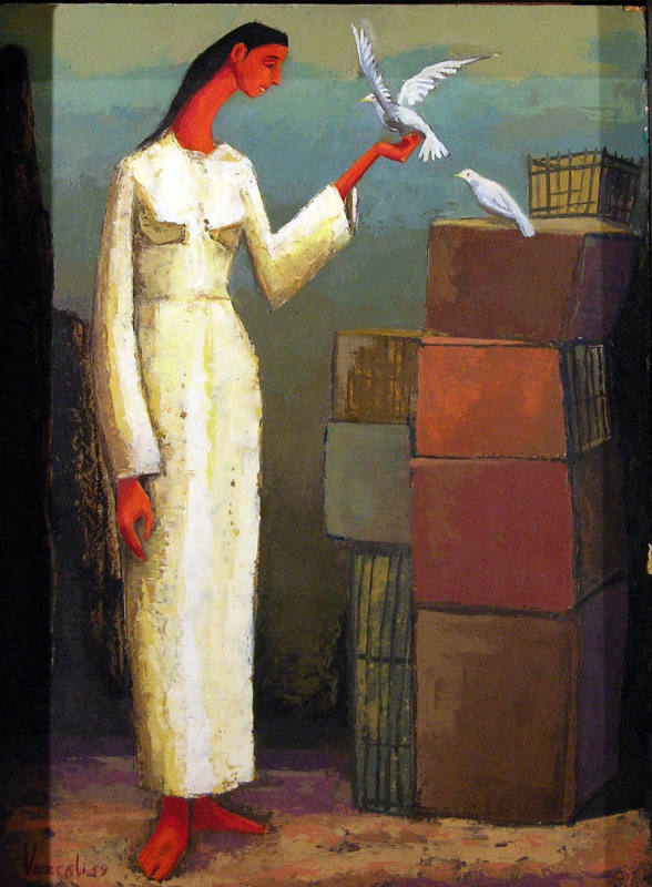 Mujer Con Palomas