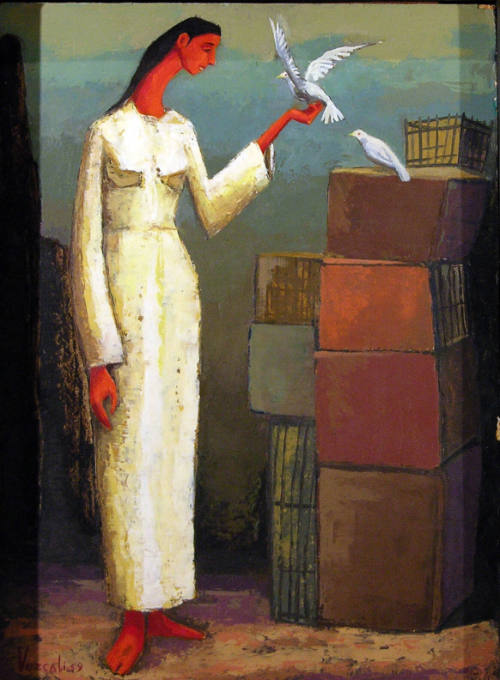 Mujer Con Palomas