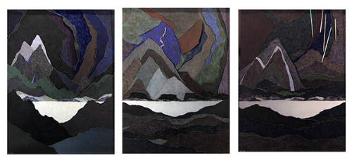 Brian Blount, Night Storm (Triptych), 1987, colored paper, each image 35 x 26 in. Collection of…