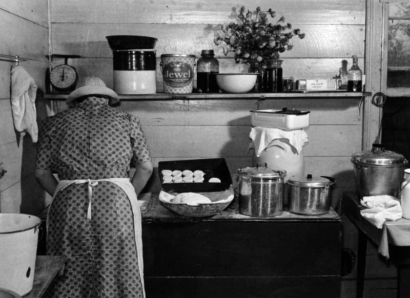 Member of the Wilkins Family Making Biscuits for Dinner