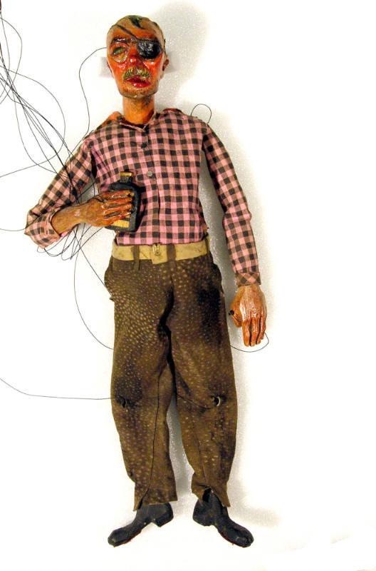 Gustave Baumann, 'Temperance' Miner (Drunk), ca. 1940, Painted wood, fabric, leather, 17 1/2 x …
