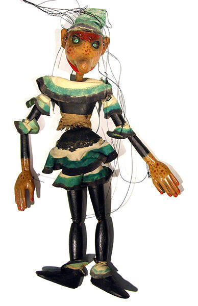 Gustave Baumann, Freckles the Duendi, ca. 1940, wood, paint, leather, suede, and plastic beads,…