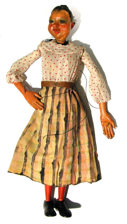 Gustave Baumann, Rosina, ca. 1940, Painted wood, leather, fabric, 20 x 6 x 3 in. (50.8 x 15.2 x…