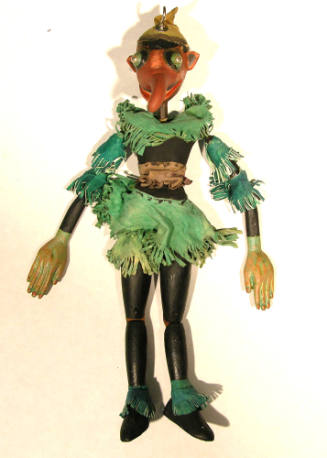 Gustave Baumann, Duendi, ca. 1940, painted wood, leather, and beads. 17 1/2 x 5 x 3 in. (44.5 x…