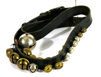 Sleigh bells on leather belt