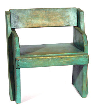 Tall Green Bench with Long Rectangular Back