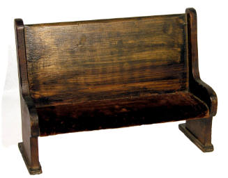 Pew with velveteen seat