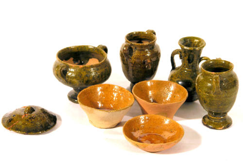 Miniature vessels and basket
