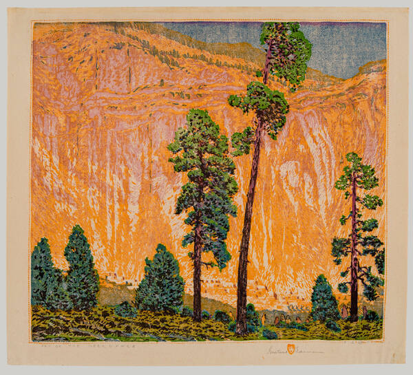 Gustave Baumann, Day of the Deer Dance, 1919 (subsequent edition 1951), color woodcut, 19 3/4 x…