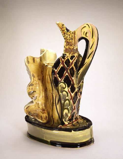 Green Luster Vase with Base