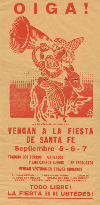 Gustave Baumann, Announcement for a Carnival: "King Carnival Rules ...", 1926, color woodcut, 1…